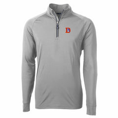 Denver Broncos Cutter & Buck Adapt Eco Knit Stretch Recycled Quarter-Zip Throwback Pullover Top - Gray - NFL