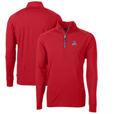 New England Patriots Cutter & Buck Adapt Eco Knit Stretch Recycled Quarter-Zip Throwback Pullover Top - Red - NFL