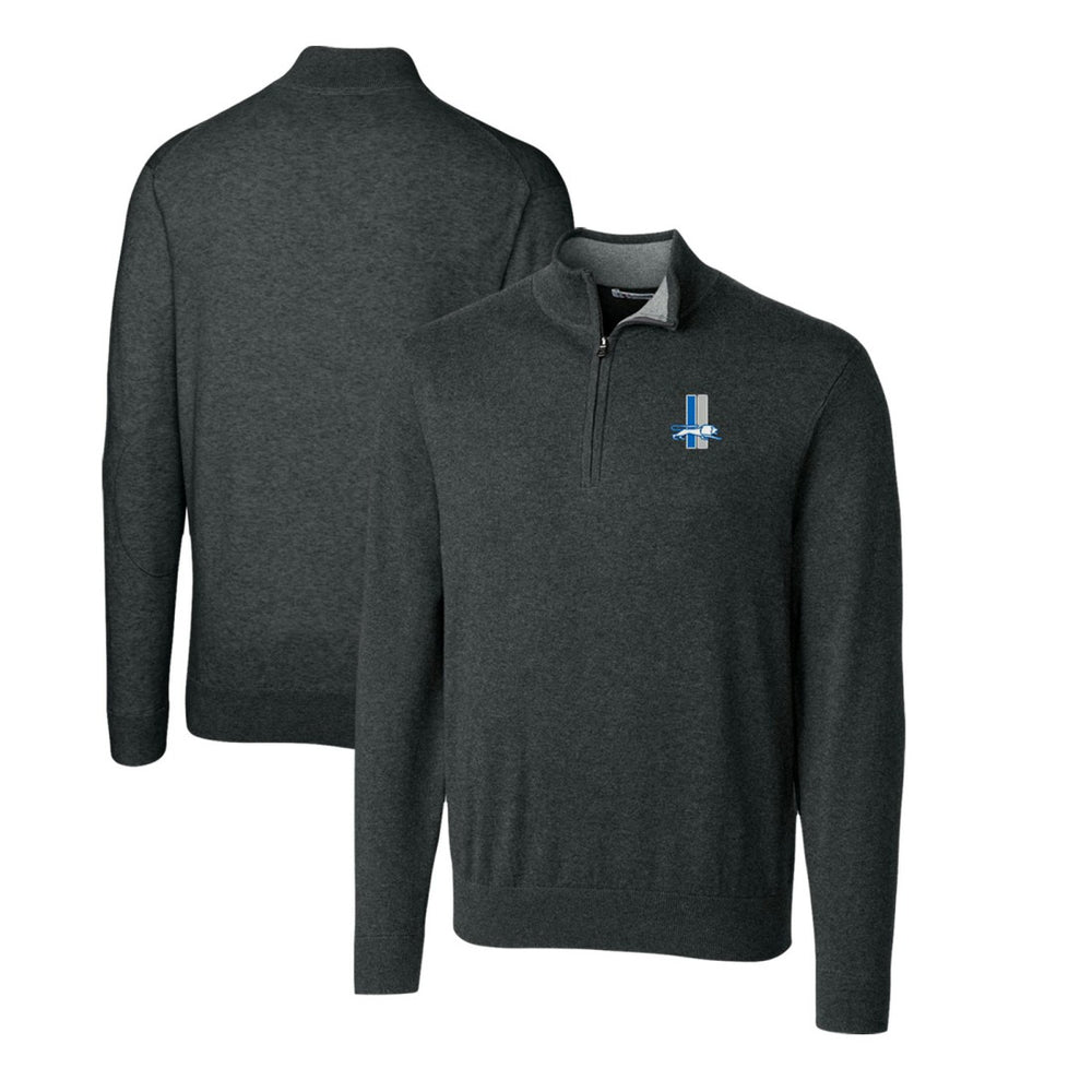 Detroit Lions Cutter & Buck Throwback Logo Lakemont Tri-Blend Quarter-Zip Pullover Sweater - Heather Charcoal - NFL
