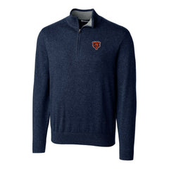 Chicago Bears Cutter & Buck Throwback Logo Lakemont Tri-Blend Quarter-Zip Pullover Sweater - Navy - NFL