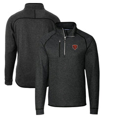 Chicago Bears Cutter & Buck Throwback Logo Mainsail Sweater-Knit Half-Zip Pullover Jacket - Heather Charcoal - NFL