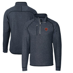 Chicago Bears Cutter & Buck Throwback Logo Mainsail Sweater-Knit Half-Zip Pullover Jacket - Heather Navy - NFL