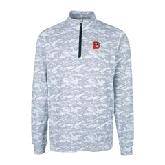 Denver Broncos Cutter & Buck Throwback Logo Traverse Camo Print Stretch Quarter-Zip Pullover Top - Charcoal - NFL