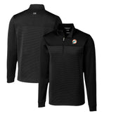 Miami Dolphins Cutter & Buck Throwback Logo Traverse Stripe Stretch Quarter-Zip Pullover Top - Black - NFL