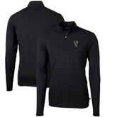 Atlanta Falcons Cutter & Buck Throwback Logo Virtue Eco Pique Recycled Quarter-Zip Pullover Top - Black - NFL