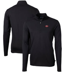 San Francisco 49ers Cutter & Buck Throwback Logo Virtue Eco Pique Recycled Quarter-Zip Pullover Top - Black - NFL