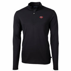 San Francisco 49ers Cutter & Buck Throwback Logo Virtue Eco Pique Recycled Quarter-Zip Pullover Top - Black - NFL