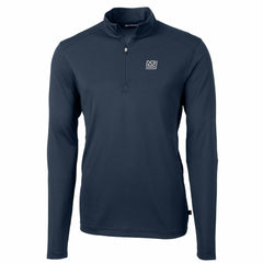New York Giants Cutter & Buck Throwback Logo Virtue Eco Pique Recycled Quarter-Zip Pullover Top - Navy - NFL