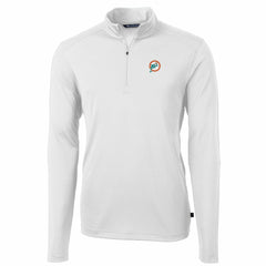Miami Dolphins Cutter & Buck Throwback Logo Virtue Eco Pique Recycled Quarter-Zip Pullover Top - White - NFL