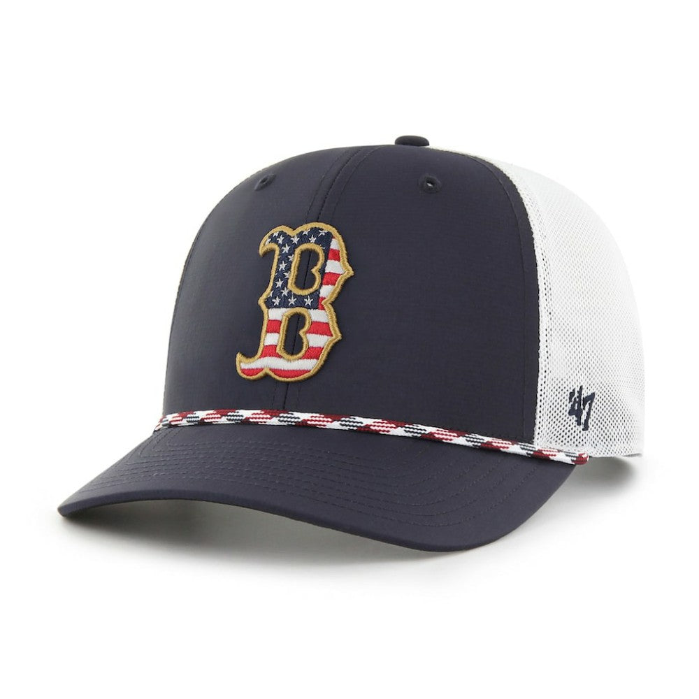 Boston Red Sox '47 Primary Team Logo American Flag Fill Trucker Snapback Hat Sale