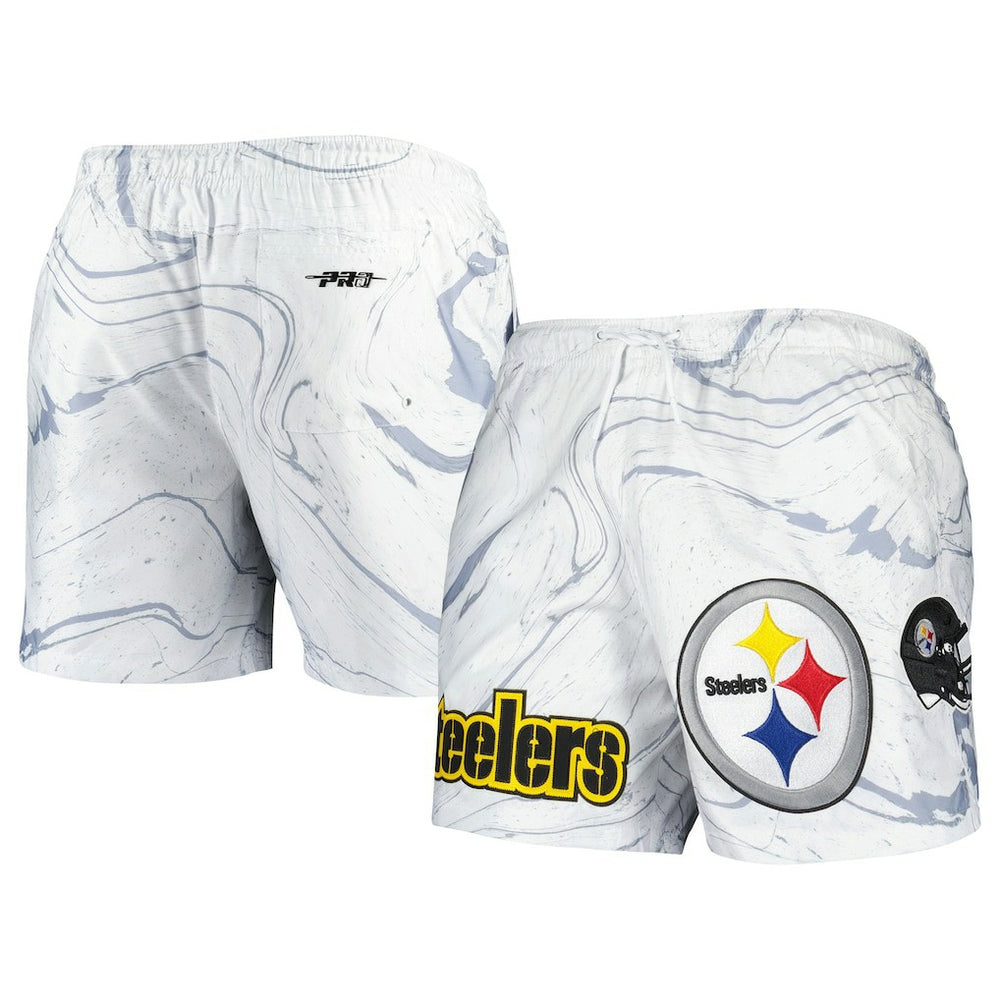 Pittsburgh Steelers Pro Standard Allover Marble Print Shorts - White - NFL