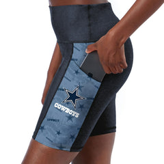 Dallas Cowboys Certo Women's High Waist Two-Pocket Biker Shorts - Navy - NFL