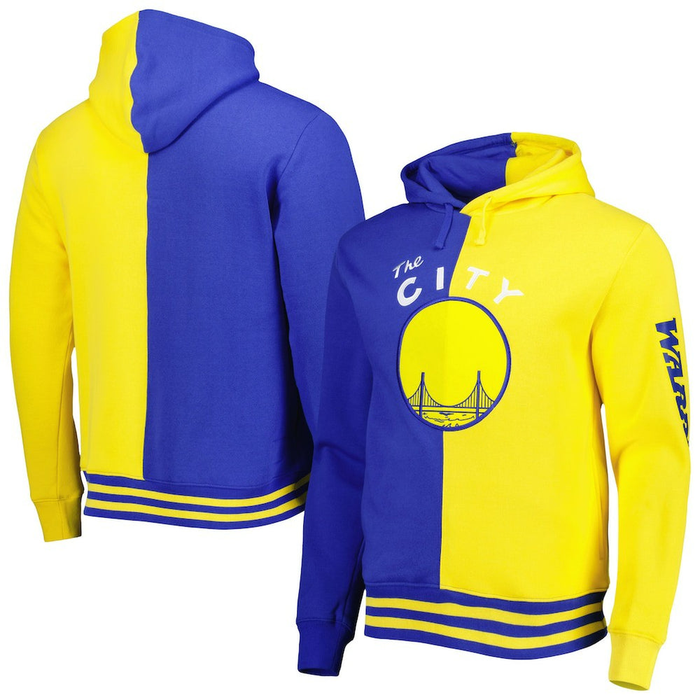 Mitchell & Ness Golden State Warriors Hardwood Classics Split Pullover Hoodie Royal/Gold