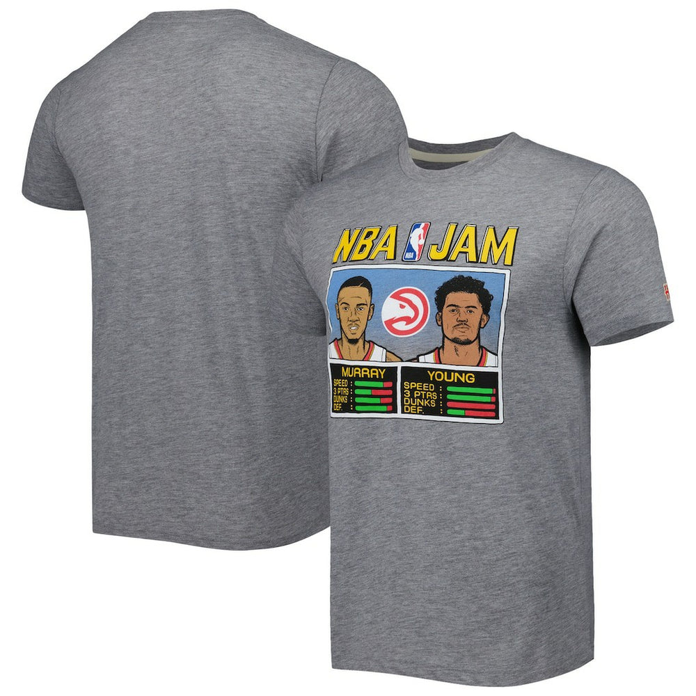 Dejounte Murray & Trae Young Atlanta Hawks Homage NBA Jam Tri-Blend T-Shirt Gray
