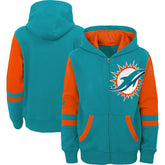 Miami Dolphins Youth Colorblock Full-Zip Hoodie - Aqua - NFL