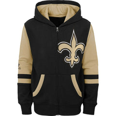 New Orleans Saints Youth Colorblock Full-Zip Hoodie - Black - NFL