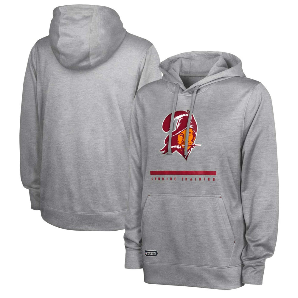 Tampa Bay Buccaneers Grid Drill Streak Fleece Pullover Hoodie - Heather Gray - NFL