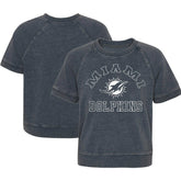 Miami Dolphins Girls Juniors Cheer Squad Raglan T-Shirt - Heather Charcoal - NFL