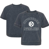 Pittsburgh Steelers Girls Juniors Cheer Squad Raglan T-Shirt - Heather Charcoal - NFL