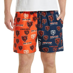 Chicago Bears Concepts Sport Breakthrough AOP Knit Split Shorts - Navy/Orange - NFL