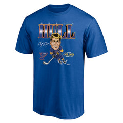 Brett Hull St. Louis Blues Player Caricature T-Shirt - Blue | NHL Lifestyle