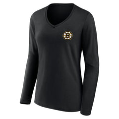 Boston Bruins Women's Territorial Long Sleeve V-Neck T-Shirt - Black | NHL discount