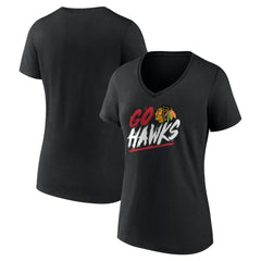 Chicago Blackhawks Women's Proclamation V-Neck T-Shirt - Black | NHL on sale