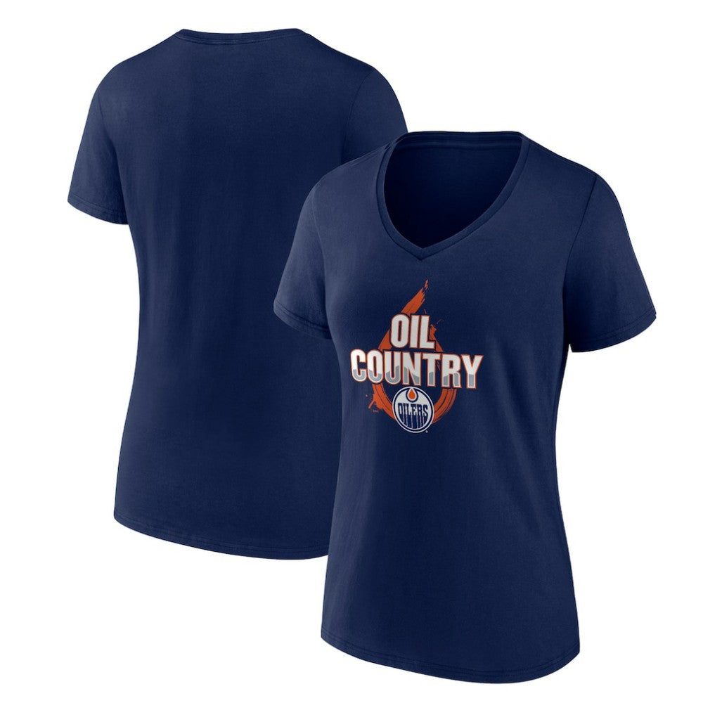 Edmonton Oilers Women's Represent V-Neck T-Shirt - Navy | NHL online