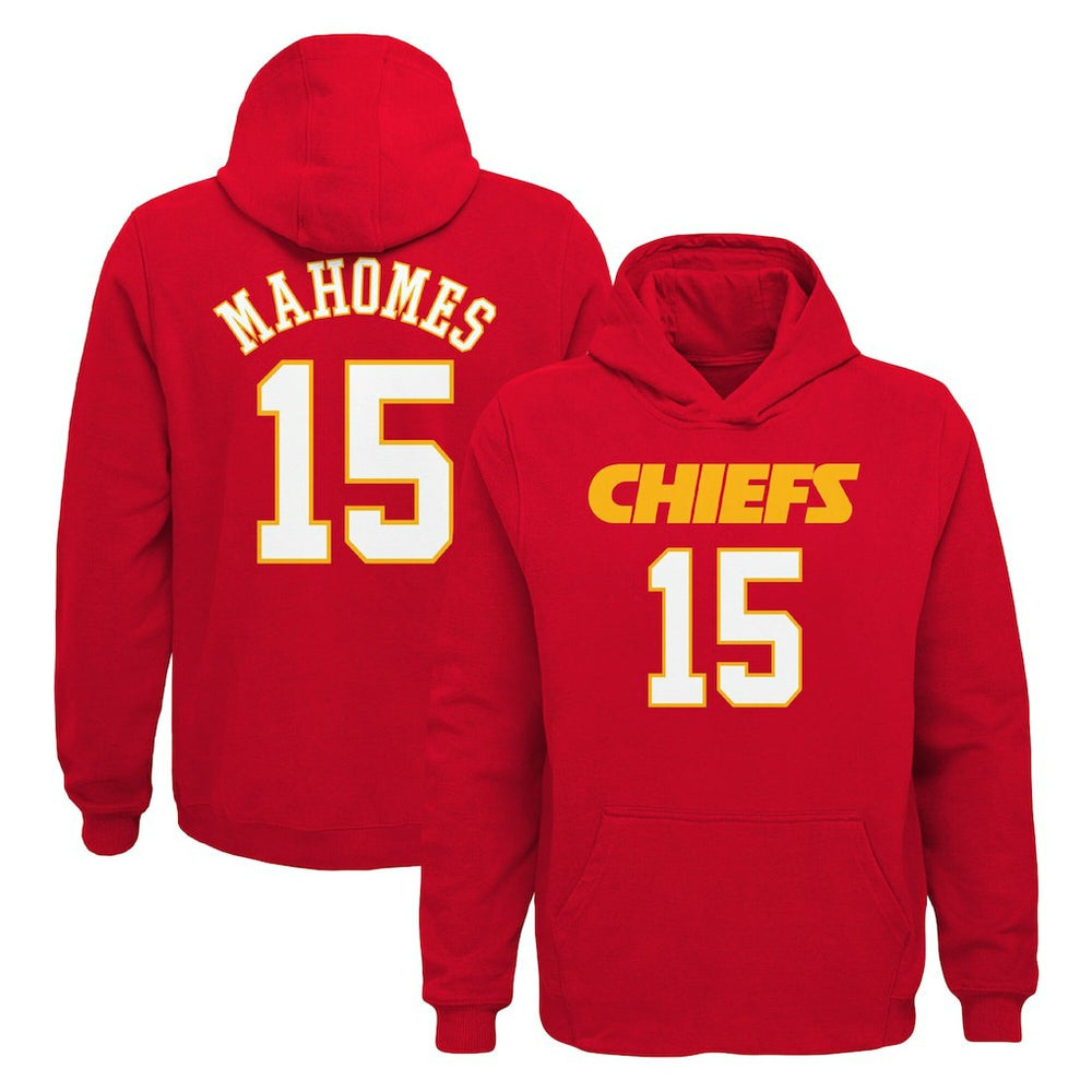 Patrick Mahomes Kansas City Chiefs Youth Mainliner Player Name & Number Pullover Hoodie - Red - NFL