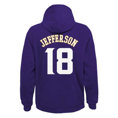 Justin Jefferson Minnesota Vikings Youth Mainliner Player Name & Number Pullover Hoodie - Purple - NFL