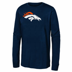 Denver Broncos Youth Primary Logo Long Sleeve T-Shirt - Navy - NFL