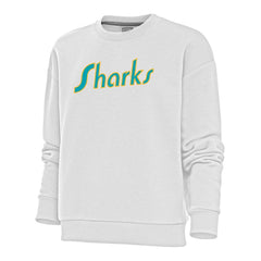 San Jose Sharks Antigua Women's Special Edition 2.0 Victory Crewneck Pullover Sweatshirt - White | NHL Lifestyle