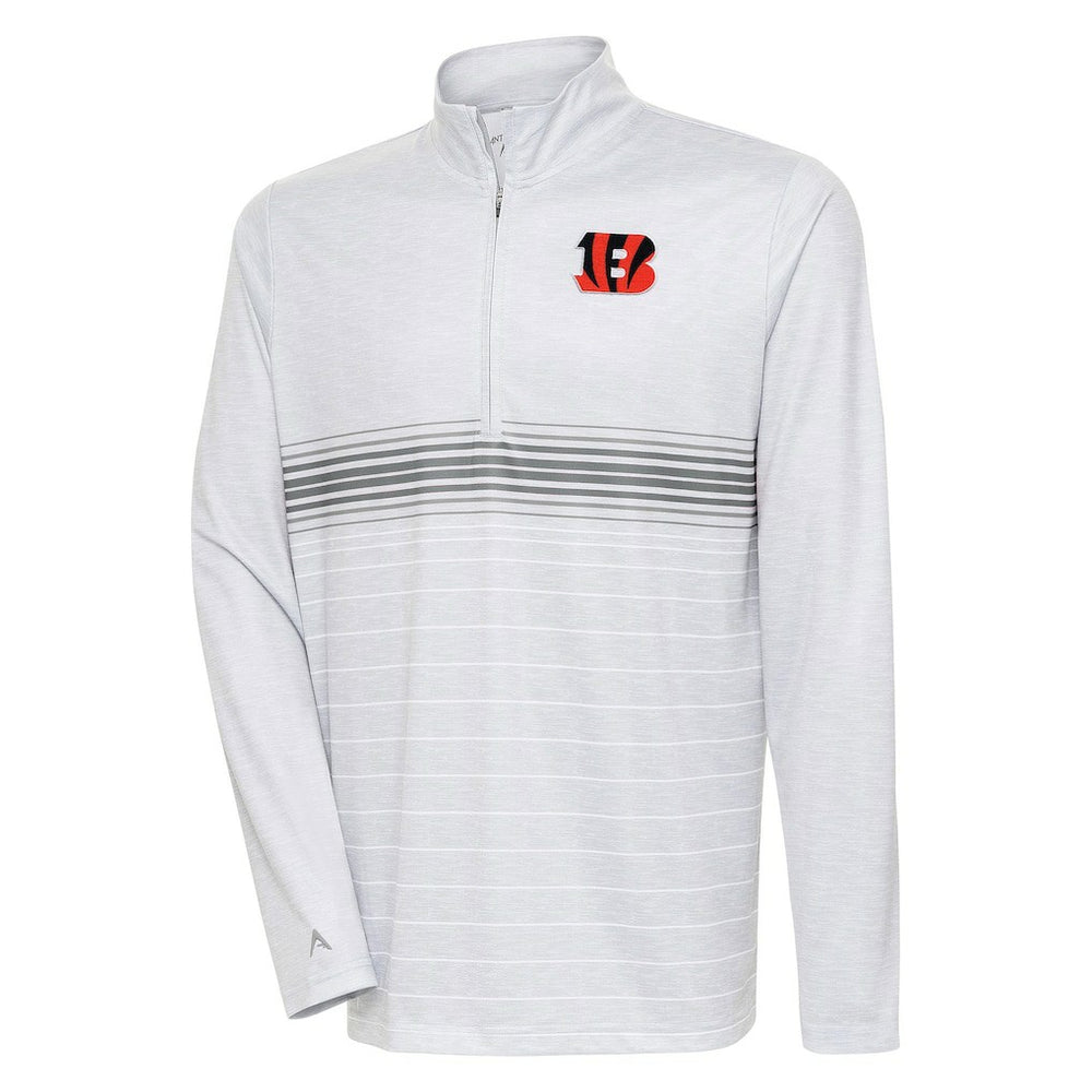 Cincinnati Bengals Antigua Bullseye Quarter-Zip Pullover Top - Heather Gray/Steel - NFL