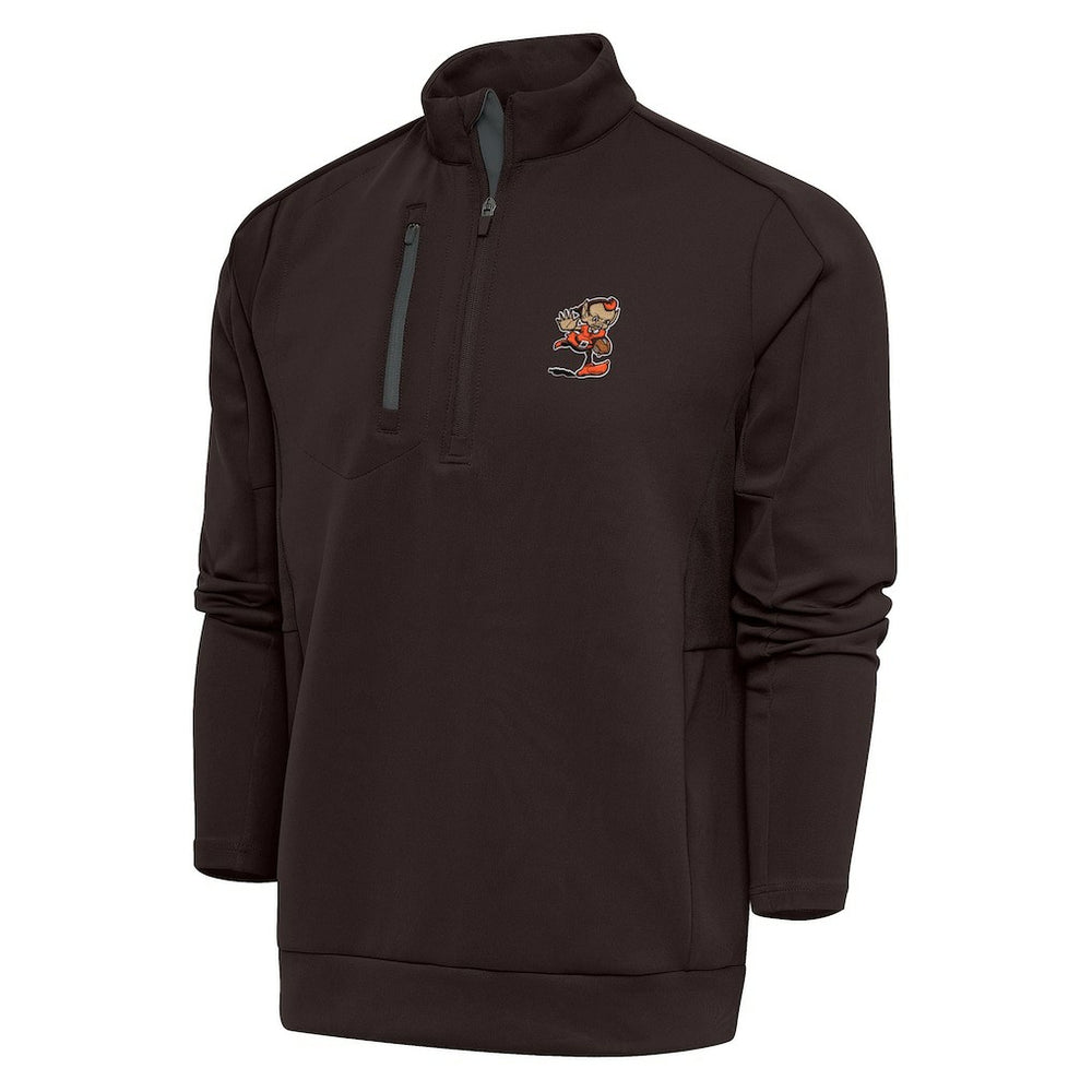Cleveland Browns Antigua Team Logo Generation Quarter-Zip Pullover Jacket - Brown - NFL
