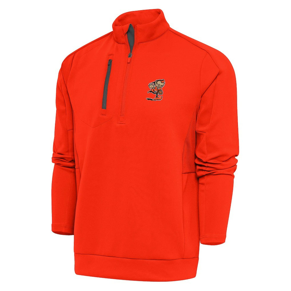 Cleveland Browns Antigua Team Logo Generation Quarter-Zip Pullover Jacket - Orange - NFL