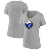 Buffalo Sabres Women's Primary Logo Team V-Neck T-Shirt - Heather Gray | NHL discount
