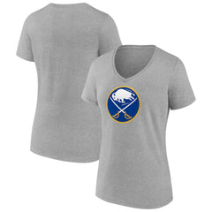 Buffalo Sabres Women's Primary Logo Team V-Neck T-Shirt - Heather Gray | NHL discount