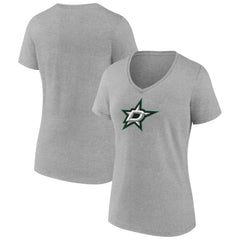 Dallas Stars Women's Primary Logo Team V-Neck T-Shirt - Heather Gray | NHL on sale