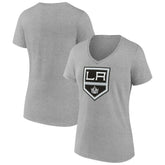 Los Angeles Kings Women's Primary Logo Team V-Neck T-Shirt - Heather Gray | NHL near me