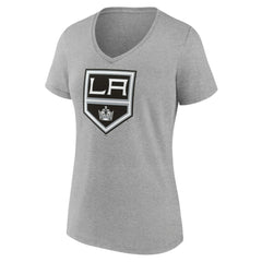Los Angeles Kings Women's Primary Logo Team V-Neck T-Shirt - Heather Gray | NHL near me