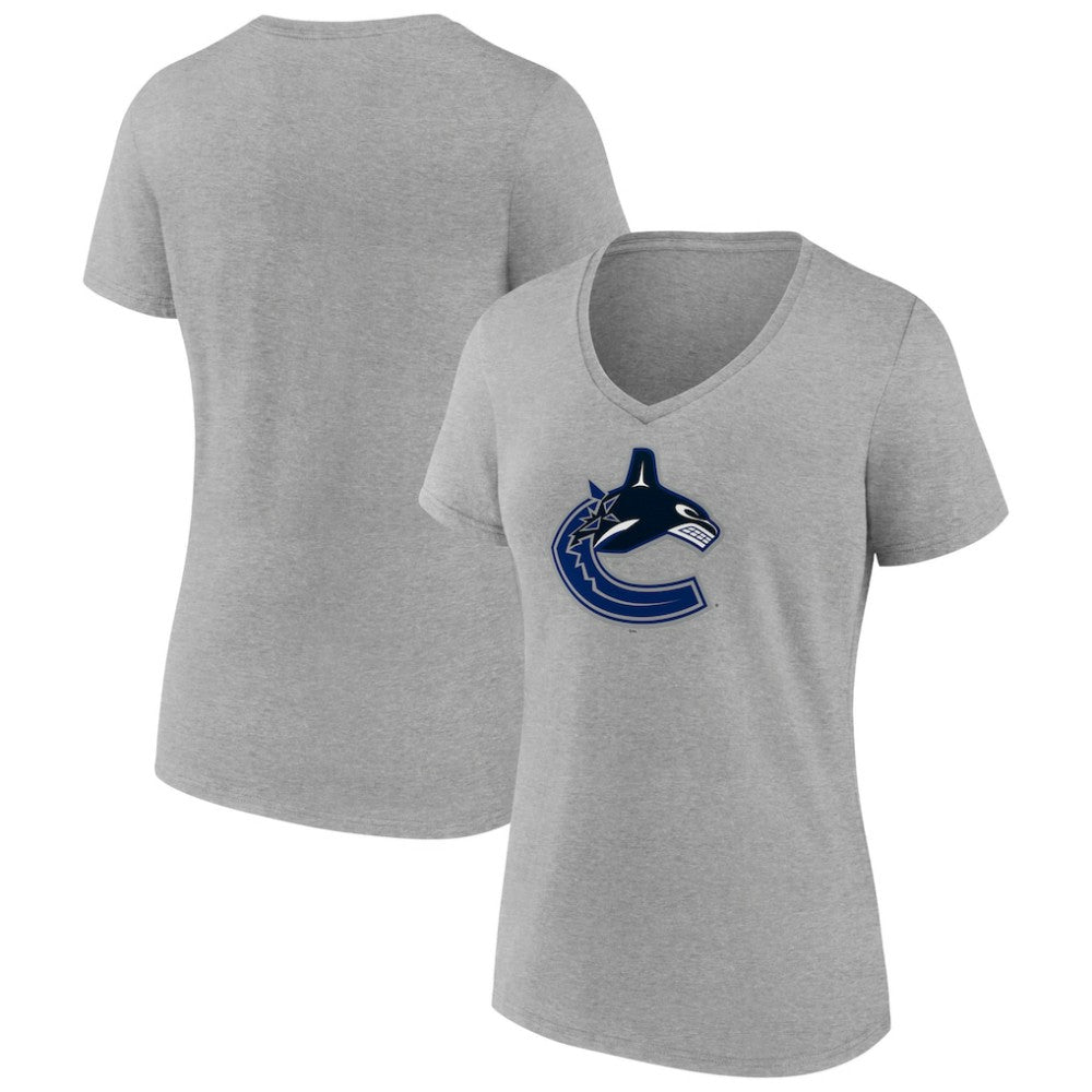 Vancouver Canucks Women's Primary Logo Team V-Neck T-Shirt - Heather Gray | NHL sale