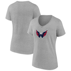 Washington Capitals Women's Primary Logo Team V-Neck T-Shirt - Heather Gray | NHL on sale