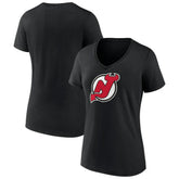 New Jersey Devils Women's Team Primary Logo V-Neck T-Shirt - Black | NHL near me