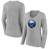 Buffalo Sabres Women's Primary Logo Team Long Sleeve V-Neck T-Shirt - Heather Gray | NHL discount
