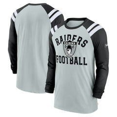 Las Vegas Raiders Classic Arc Raglan Tri-Blend Long Sleeve T-Shirt - Silver/Black - Nike