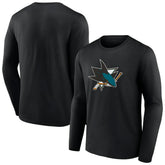 San Jose Sharks Primary Logo Team Long Sleeve T-Shirt - Black | NHL online