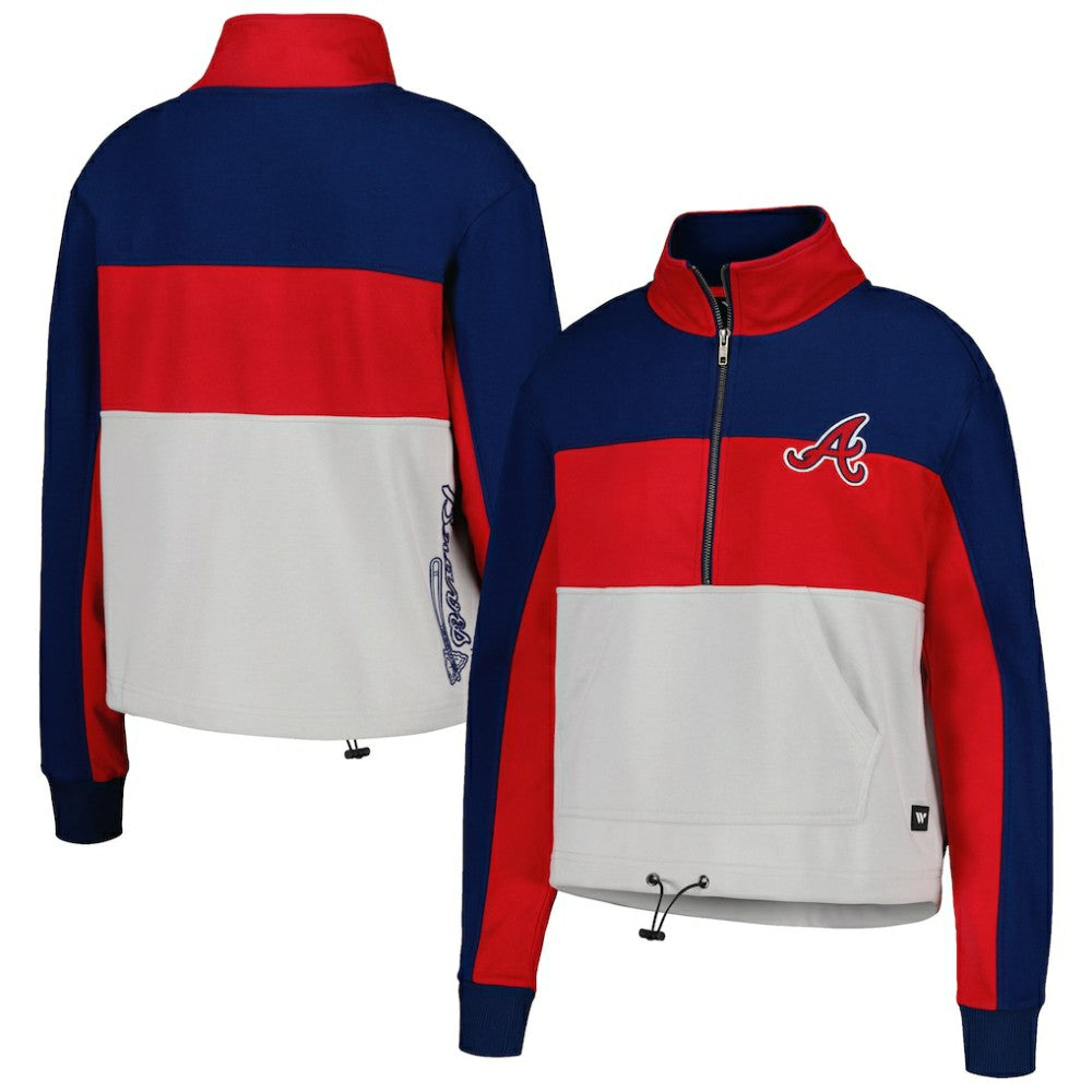 Atlanta Braves The Wild Collective Women's Color Block Half-Zip Jacket Discount