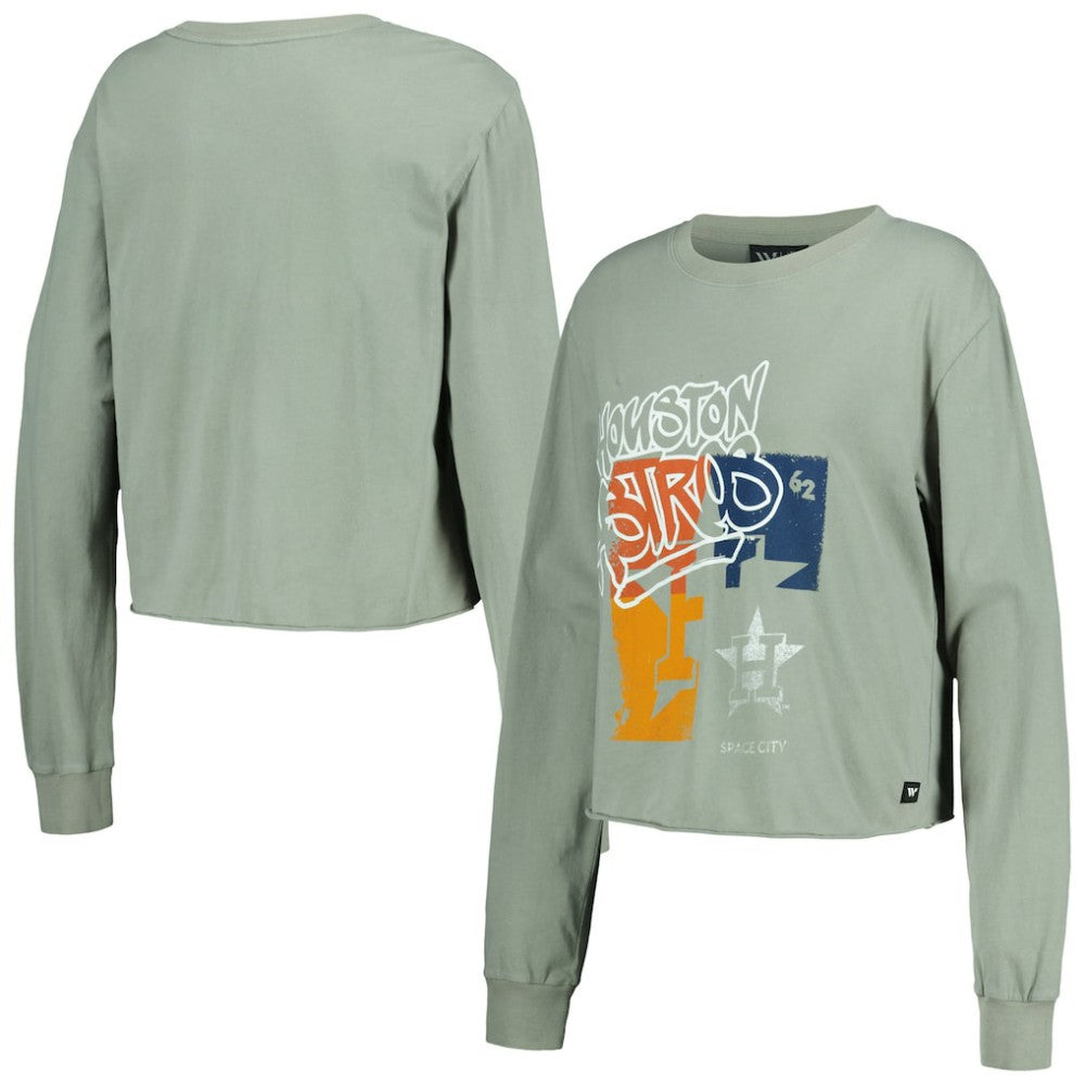 Houston Astros The Wild Collective Women's Cropped Long Sleeve T-Shirt Near Me