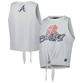 Atlanta Braves The Wild Collective Women's Twisted Tie Front Tank Top Discount