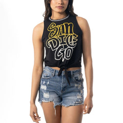 San Diego Padres The Wild Collective Women's Twisted Tie Front Tank Top Outlet
